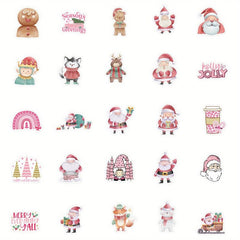 50pcs Pink Christmas Graffiti Stickers Waterproof Journal Stickers