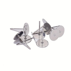 100pcs Stainless Steel Flat Bottom Disc Stud Earrings Set DIY Making Ear