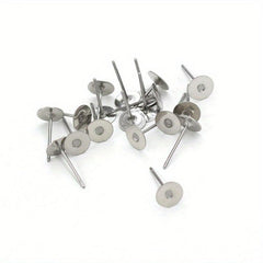 100pcs Stainless Steel Flat Bottom Disc Stud Earrings Set DIY Making Ear