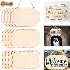 12pcs Blank Wooden Crafts Rectangular Hanging Decorations DIY Painting Crafts