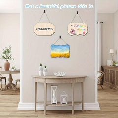 12pcs Blank Wooden Crafts Rectangular Hanging Decorations DIY Painting Crafts