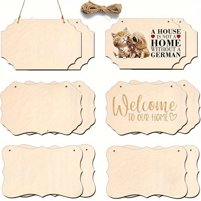 12pcs Blank Wooden Crafts Rectangular Hanging Decorations DIY Painting Crafts