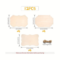 12pcs Blank Wooden Crafts Rectangular Hanging Decorations DIY Painting Crafts