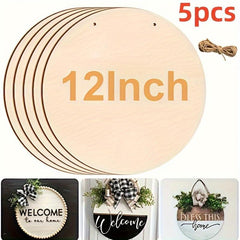 5pcs 30 48 Cm Wooden Round Crafts DIY Door Hanging Rack Wood Burning Painting