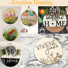 5pcs 30 48 Cm Wooden Round Crafts DIY Door Hanging Rack Wood Burning Painting