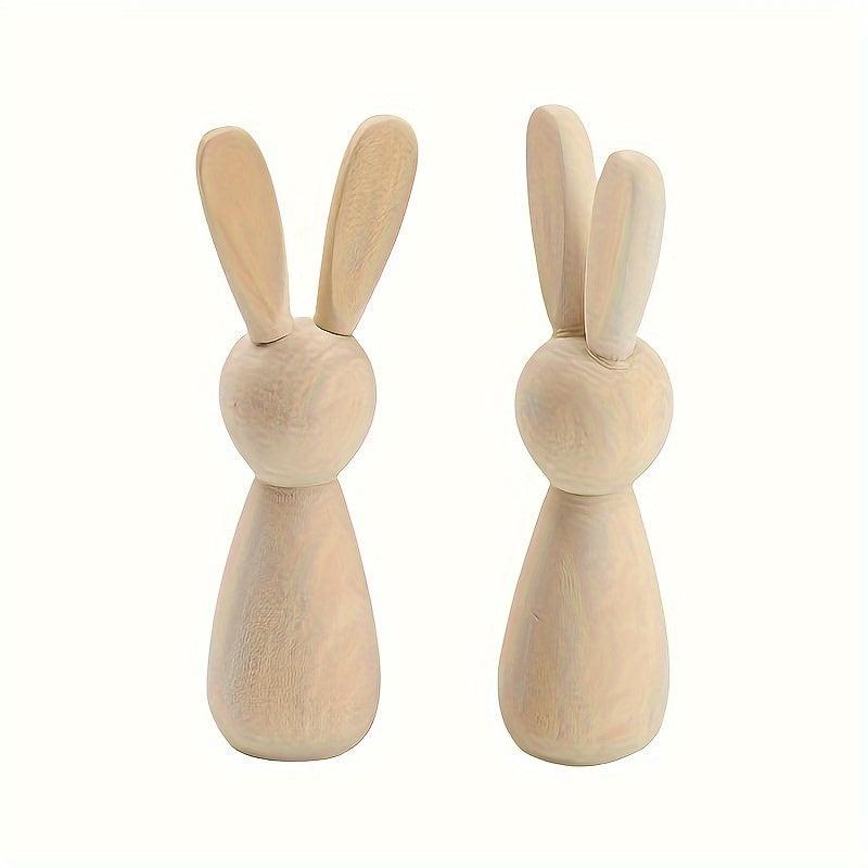 6pcs Log Rabbit Toys Bunny Head Wooden Man Creative Painting Ornament