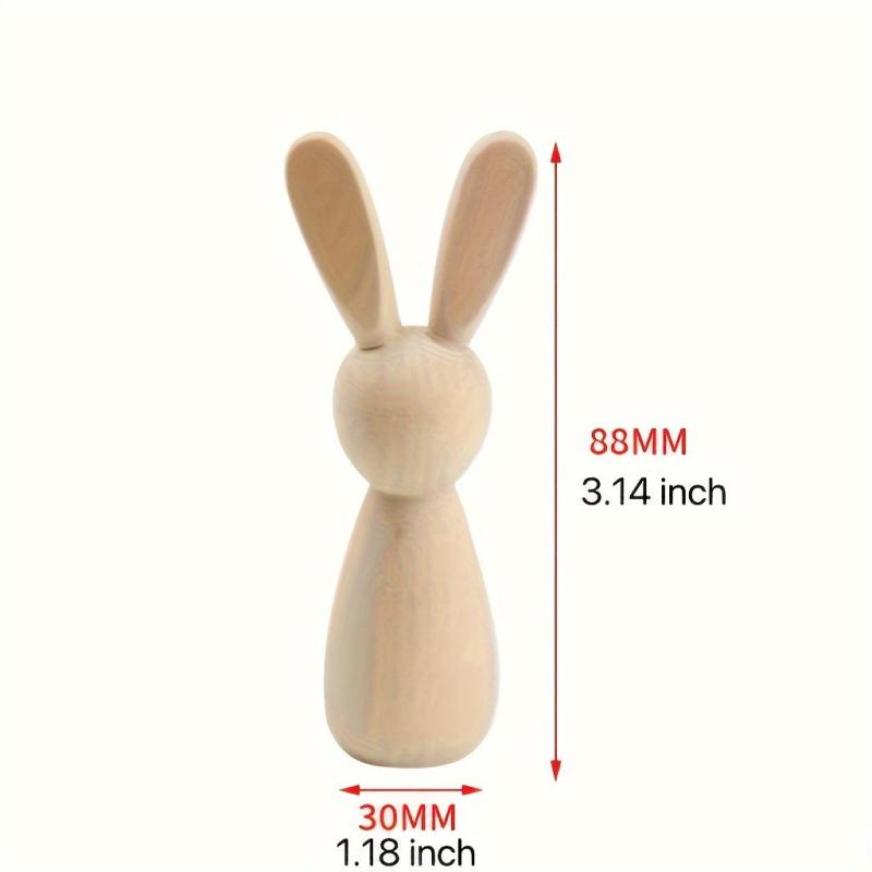 6pcs Log Rabbit Toys Bunny Head Wooden Man Creative Painting Ornament