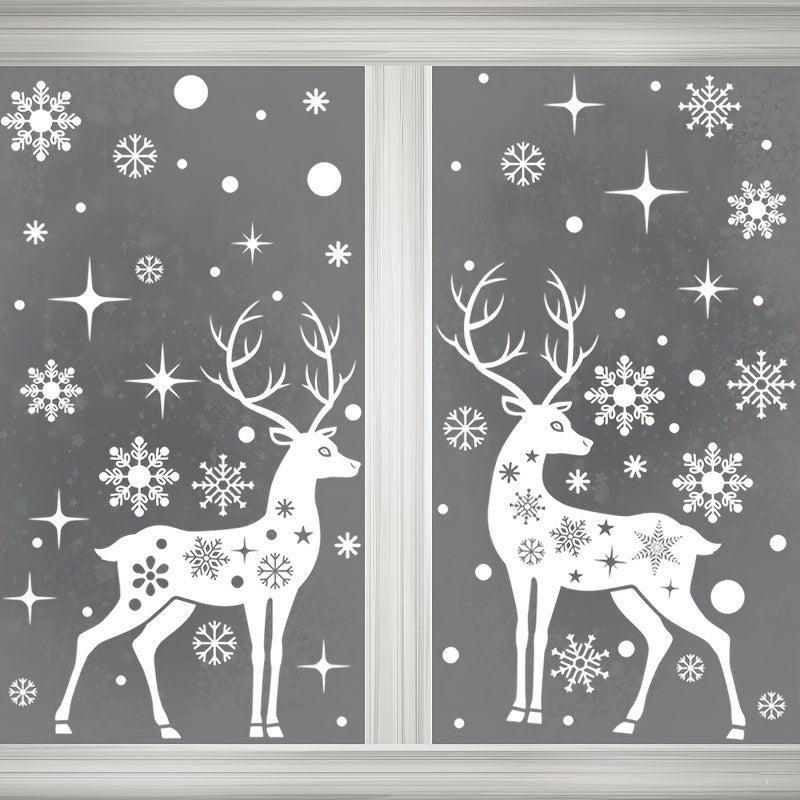 Christmas Snowflake Elk Static Stickers Set - Window Decoration Stickers