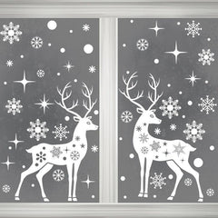 Christmas Snowflake Elk Static Stickers Set - Window Decoration Stickers