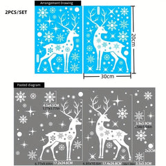 Christmas Snowflake Elk Static Stickers Set - Window Decoration Stickers