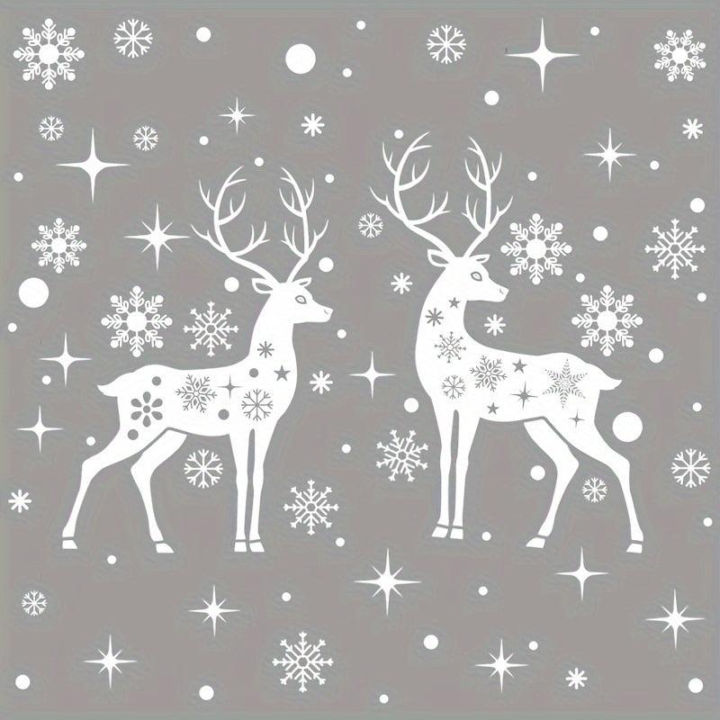 Christmas Snowflake Elk Static Stickers Set - Window Decoration Stickers