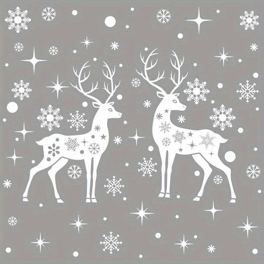 Christmas Snowflake Elk Static Stickers Set - Window Decoration Stickers