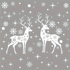 Christmas Snowflake Elk Static Stickers Set - Window Decoration Stickers