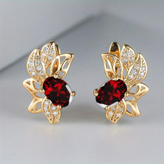 Zircon Flower Drop Earrings Vintage Wedding Bride Party Gift