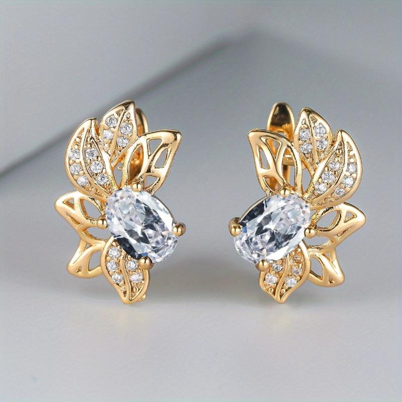 Zircon Flower Drop Earrings Vintage Wedding Bride Party Gift