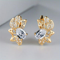 Zircon Flower Drop Earrings Vintage Wedding Bride Party Gift