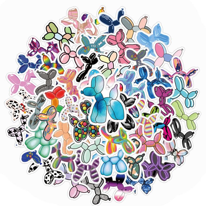 65pcs Balloon Dog Elk Doodle Funny Cartoon Waterproof Stickers Pack