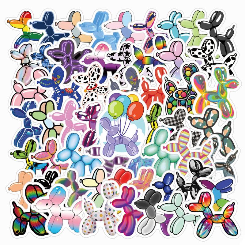 65pcs Balloon Dog Elk Doodle Funny Cartoon Waterproof Stickers Pack