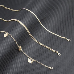 3pcs Snake Chains Butterfly Pendant Anklet Set Holiday Party Gift