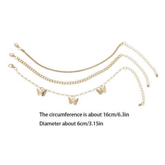 3pcs Snake Chains Butterfly Pendant Anklet Set Holiday Party Gift