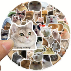 50PCcs Funny Cat Stickers Waterproof Scrapbook Journaling Lap
