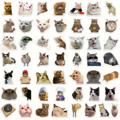 50PCcs Funny Cat Stickers Waterproof Scrapbook Journaling Lap