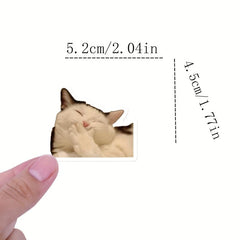 50PCcs Funny Cat Stickers Waterproof Scrapbook Journaling Lap