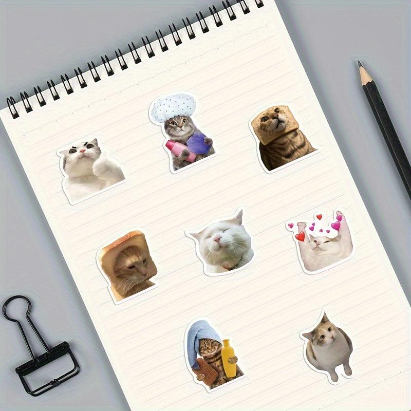 50PCcs Funny Cat Stickers Waterproof Scrapbook Journaling Lap