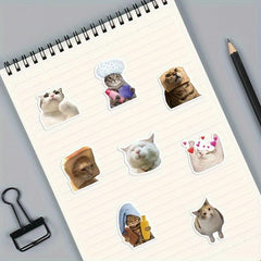 50PCcs Funny Cat Stickers Waterproof Scrapbook Journaling Lap