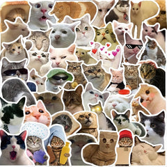 50PCcs Funny Cat Stickers Waterproof Scrapbook Journaling Lap