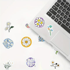 50 Flower Stickers Scrapbook Laptop Window Bottle Skateboard Decor