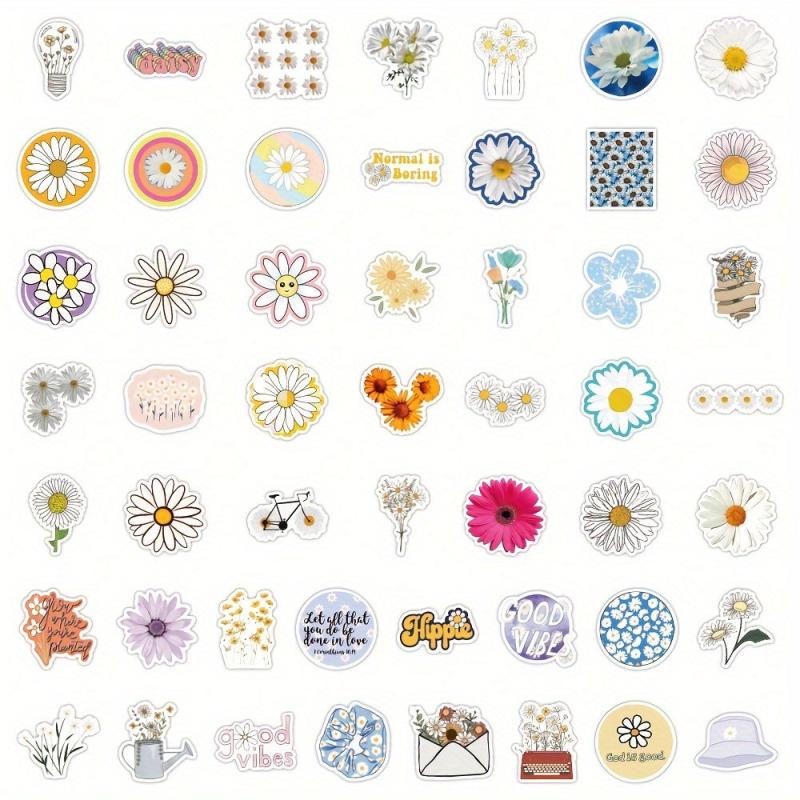 50 Flower Stickers Scrapbook Laptop Window Bottle Skateboard Decor