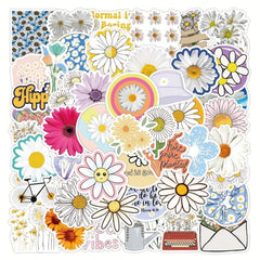 50 Flower Stickers Scrapbook Laptop Window Bottle Skateboard Decor