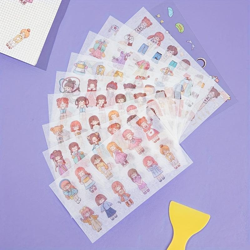 10pcs Cartoon Washi Paper Journal Decoration Stickers