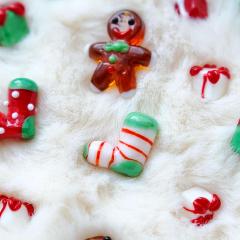 Christmas DIY Glass Beads Cartoon Christmas Socks Gingerbread Man Beads