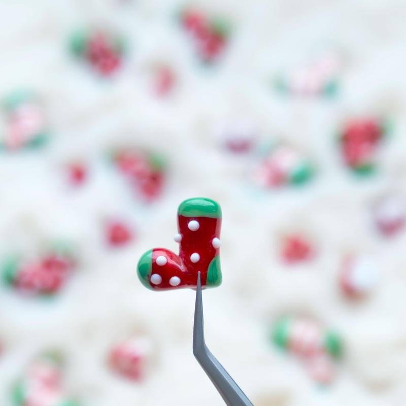 Christmas DIY Glass Beads Cartoon Christmas Socks Gingerbread Man Beads