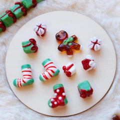 Christmas DIY Glass Beads Cartoon Christmas Socks Gingerbread Man Beads