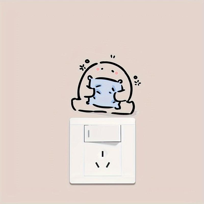 Switch Sticker Little Man Holding Pillow Cartoon Wall Decor