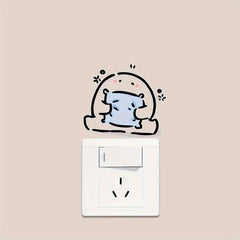 Switch Sticker Little Man Holding Pillow Cartoon Wall Decor