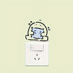 Switch Sticker Little Man Holding Pillow Cartoon Wall Decor