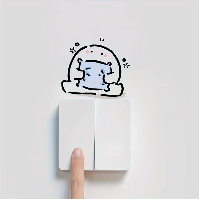 Switch Sticker Little Man Holding Pillow Cartoon Wall Decor