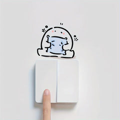 Switch Sticker Little Man Holding Pillow Cartoon Wall Decor