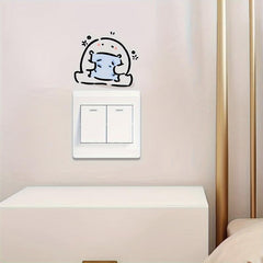 Switch Sticker Little Man Holding Pillow Cartoon Wall Decor