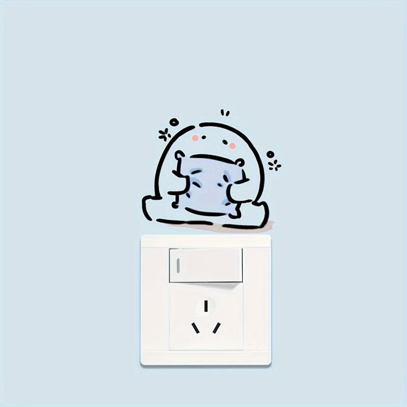 Switch Sticker Little Man Holding Pillow Cartoon Wall Decor