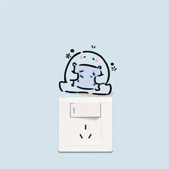 Switch Sticker Little Man Holding Pillow Cartoon Wall Decor