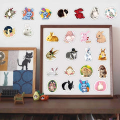 50pcs Rabbit Bunny Stickers Waterproof Decorations Water Bottle Laptop Phone