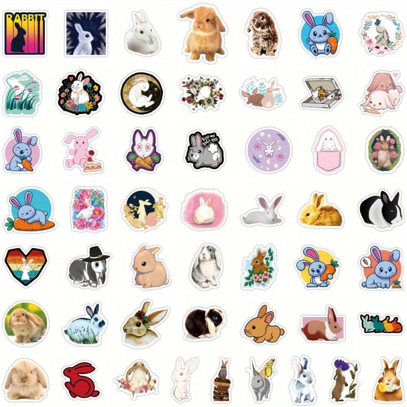 50pcs Rabbit Bunny Stickers Waterproof Decorations Water Bottle Laptop Phone