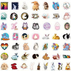 50pcs Rabbit Bunny Stickers Waterproof Decorations Water Bottle Laptop Phone