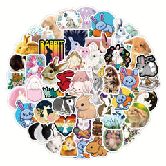 50pcs Rabbit Bunny Stickers Waterproof Decorations Water Bottle Laptop Phone