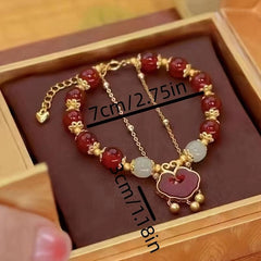 Red Auspicious Cloud Safety Lock Bracelet For Female